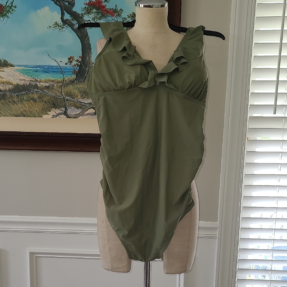 Green Ruffled Swimsuit
